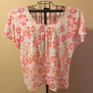 ✂️ LARK LANE Beautiful semi sheer floral top OS L-XL 14+ Fit